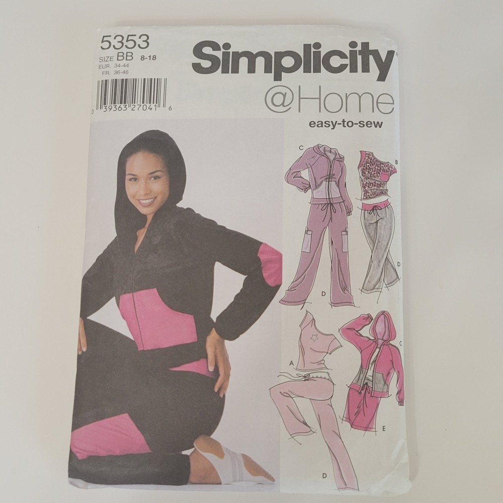 Simplicity vintage easy to sew pattern 5353 track suit size BB 8-18